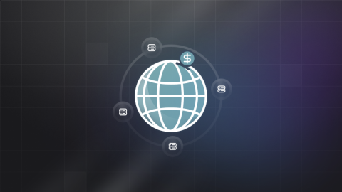 A graphic illustration of a globe with a solar system of caches and the dollar sign around it.