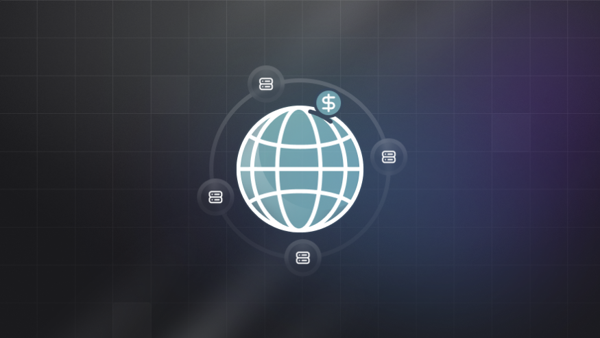 A graphic illustration of a globe with a solar system of caches and the dollar sign around it.