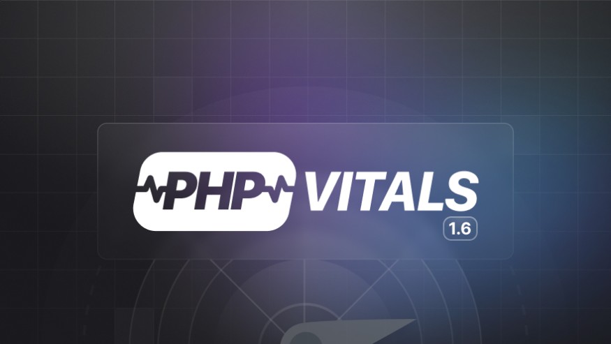 A dark blue graphic with the PHP Vitals logo in the center, with the number 1.6 under it.