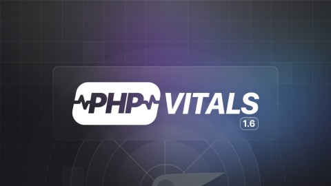 A dark blue graphic with the PHP Vitals logo in the center, with the number 1.6 under it.